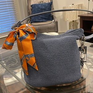 The Sack Sequoia Crochet Shoulder Bag with matching twilly NWT